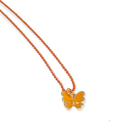 necklace with orange buttergly